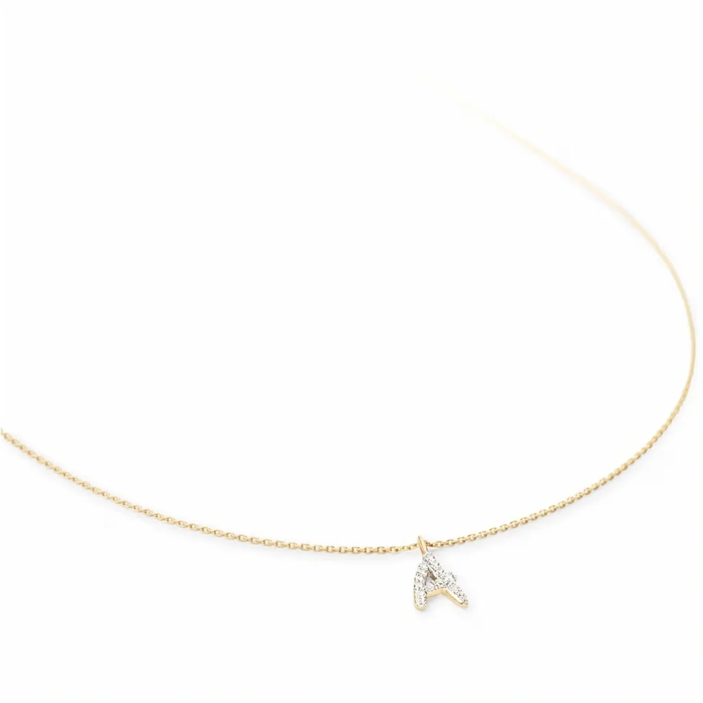 Kendra Scott Diamond Letter A Pendant Necklace in 14k Yellow Gold - Picture 3 of 6